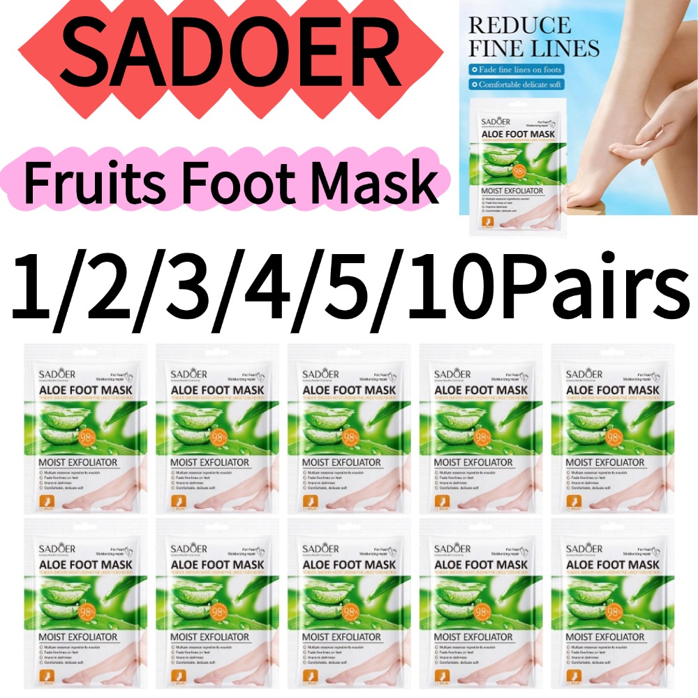 Foot Mask Peeling - SADOER 1/2/3/4/5/10 Paar Frucht-Fußmasken, feuchtigkeitsspendende Fußpeeling-Maske,