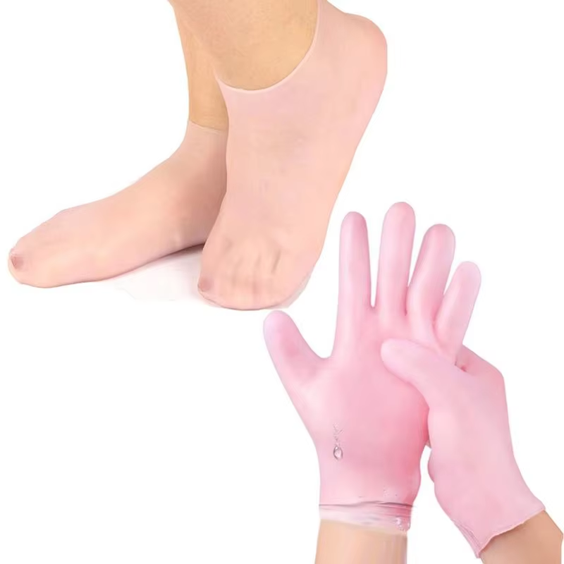 Foot Mask Peeling - 1 Paar Silikon-Fußpflegesocken und wiederverwendbare SPA-Gel-Handschuhe,